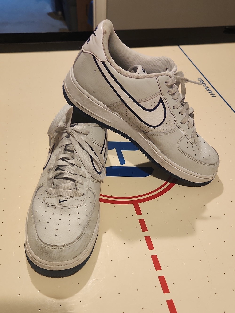 Nike Air Force 1 Men's Gray/White Sneakers with Navy Swoosh